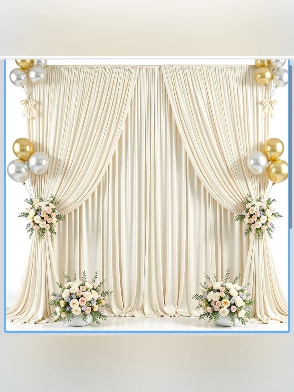 30x10ft Beige Backdrop Curtain -6 Panels 5x10FT For Wedding Photo Birthday Baby
